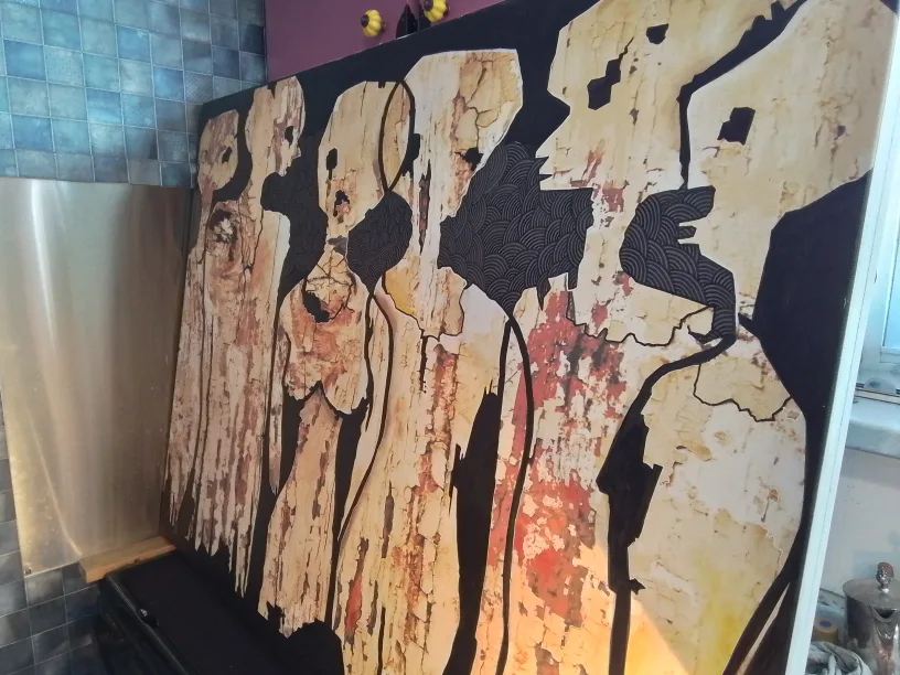 Original Abstract Canvas Painting - Aliens image indicator(6)