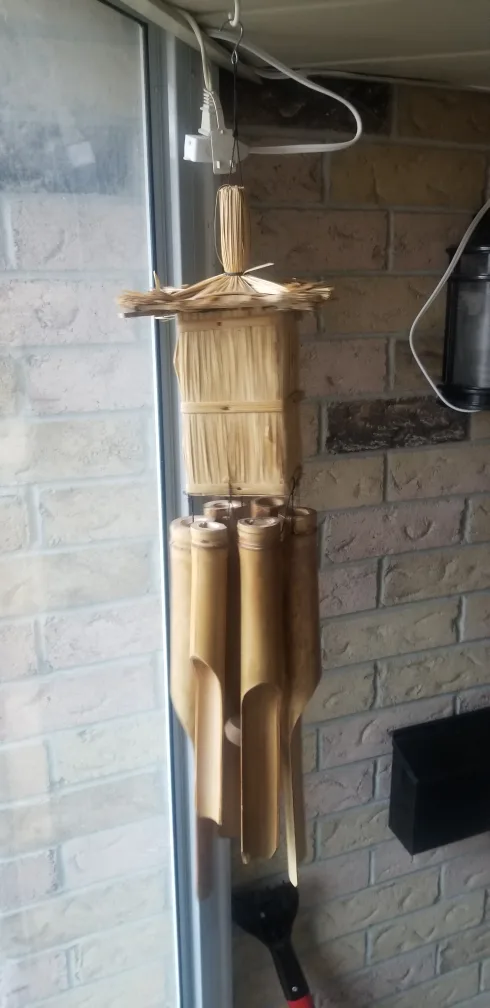 Bamboo Wind Chime with Thatch Roof House image indicator(2)