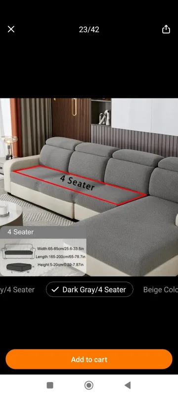 4-Seater Sofa Cover - Dark Grey Jacquard image indicator(3)