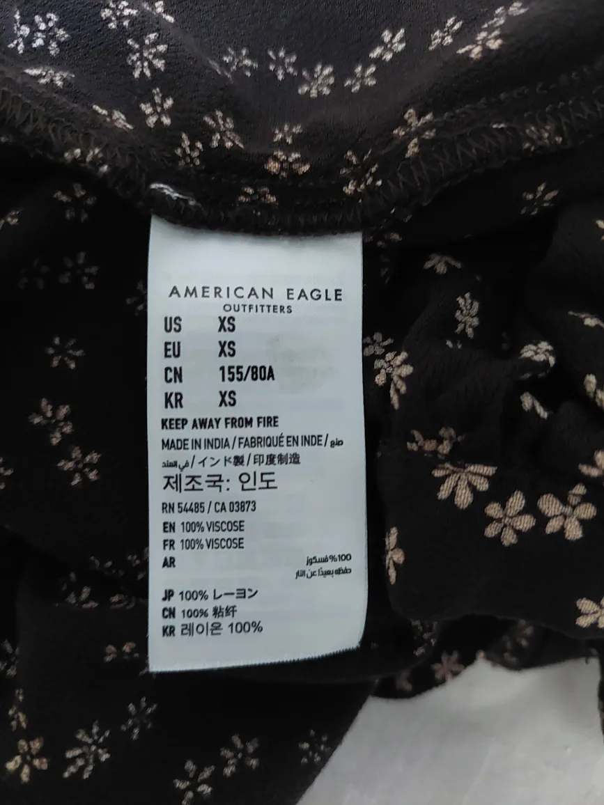 Dark Brown Floral Button-Up Blouse 100% Viscose image indicator(6)