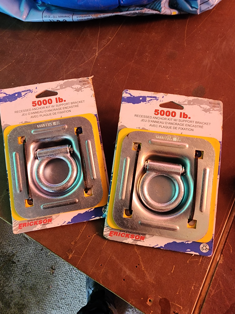 Two Erickson 5000 lb Recessed Anchor Kits with Mounting Hardware