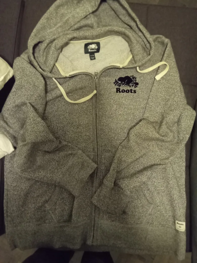 Roots Men's Grey Zip-Up Hoodie - Size XL thumbnail