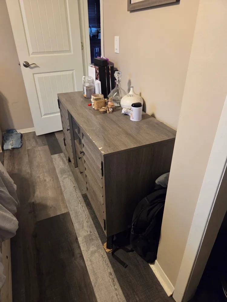 Gray Wood Wine Cabinet with Drawers image indicator(2)