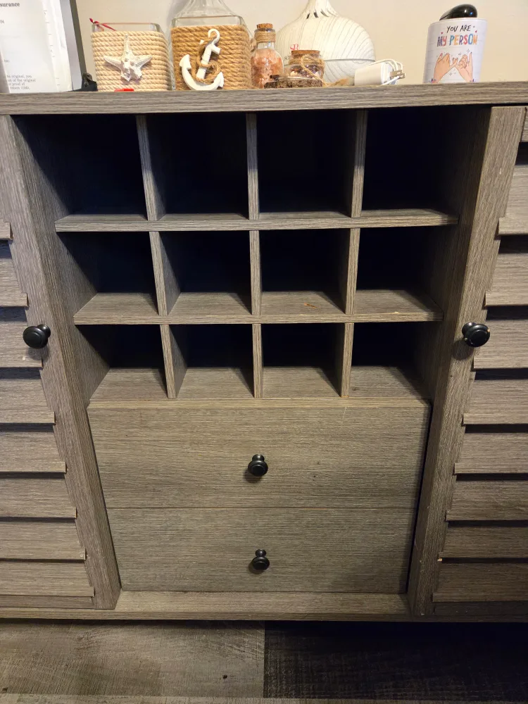 Gray Wood Wine Cabinet with Drawers image indicator(3)
