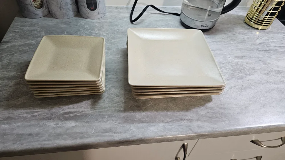 Set of Square Beige Dinner Plates image indicator(2)