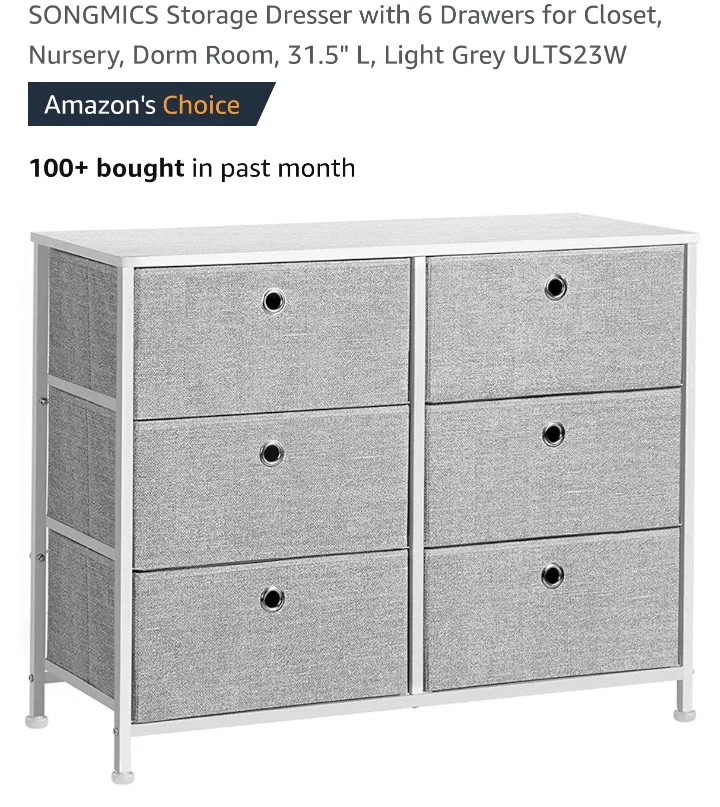 6-Drawer Fabric Storage Dresser - Light Grey image indicator(2)