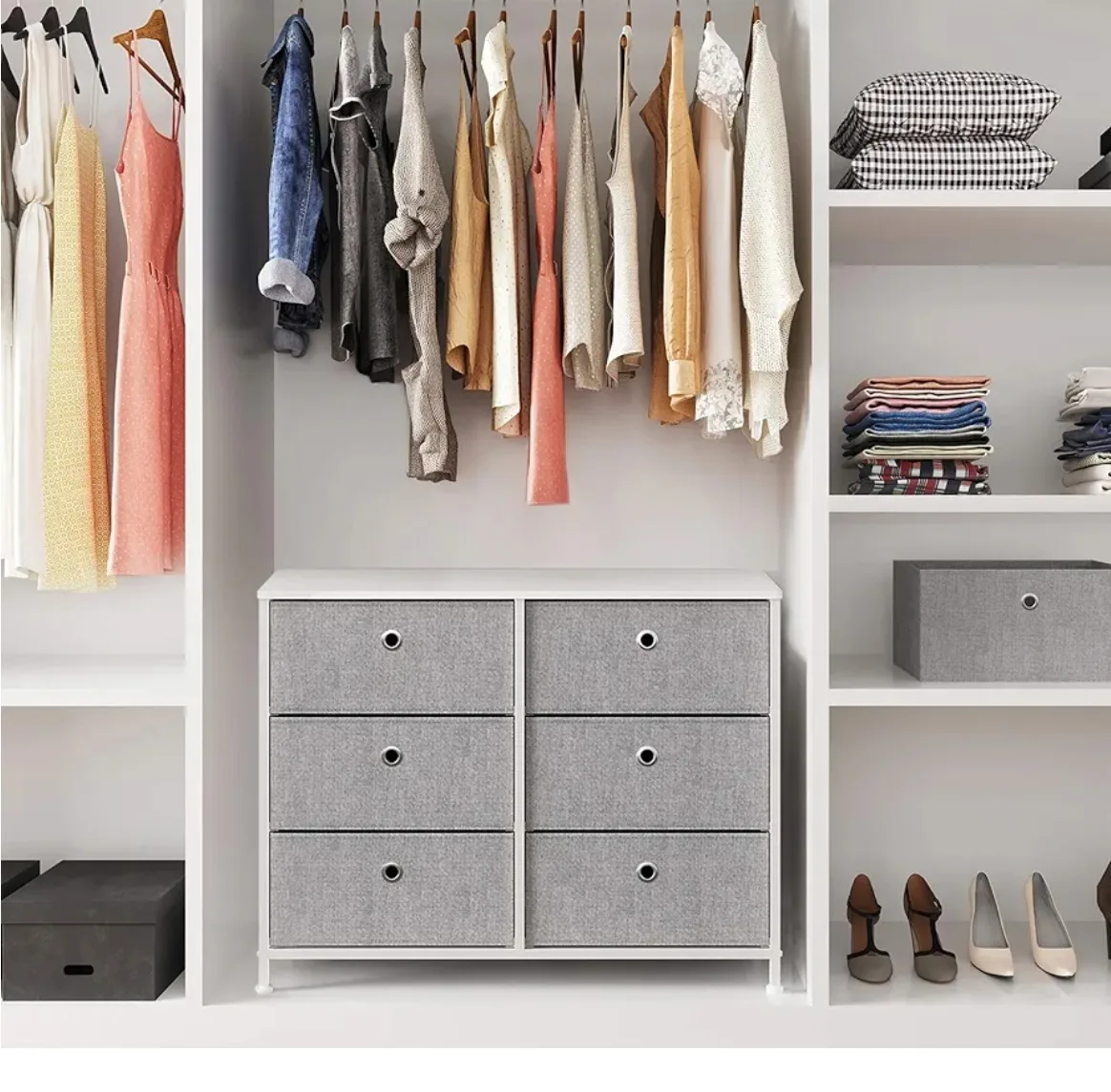 6-Drawer Fabric Storage Dresser - Light Grey image indicator(3)