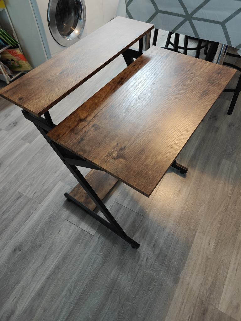 Two-Tiered Computer Desk with Z-Shaped Legs