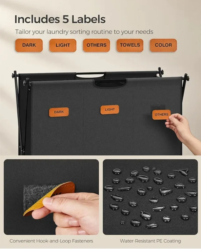 3-Section Foldable Laundry Hamper image indicator(7)