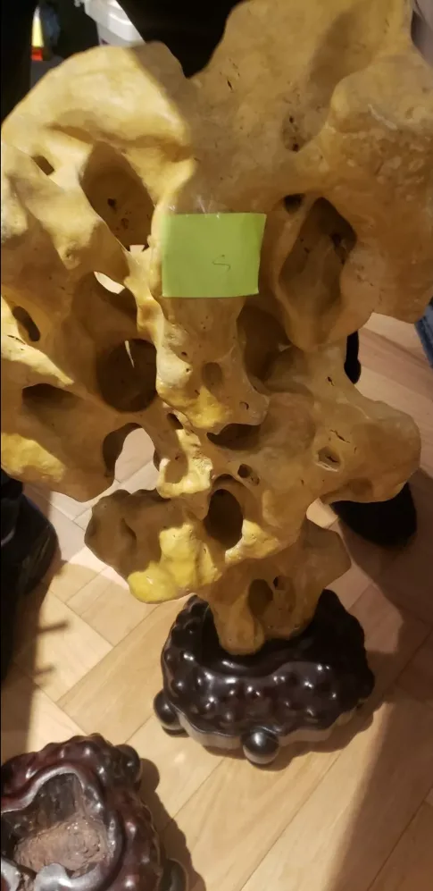 Unique Scholar Stone Sculpture on Wooden Base image indicator(2)