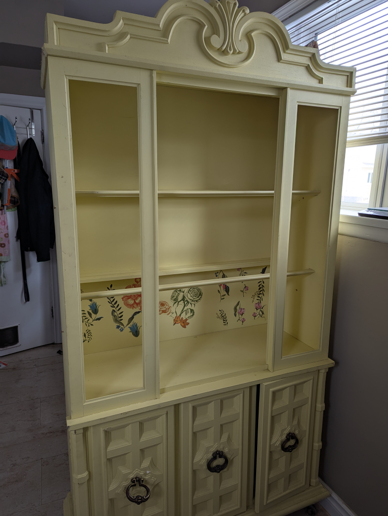 Vintage Hutch with Floral Backsplash