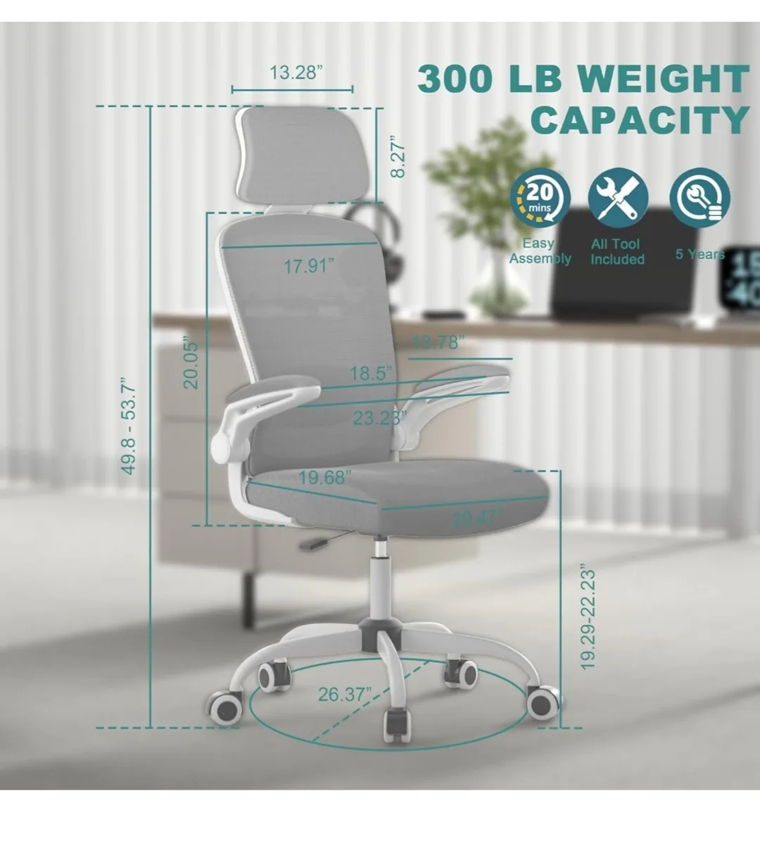 Ergonomic Mesh Office Chair with Headrest and Lumbar Support image indicator(6)