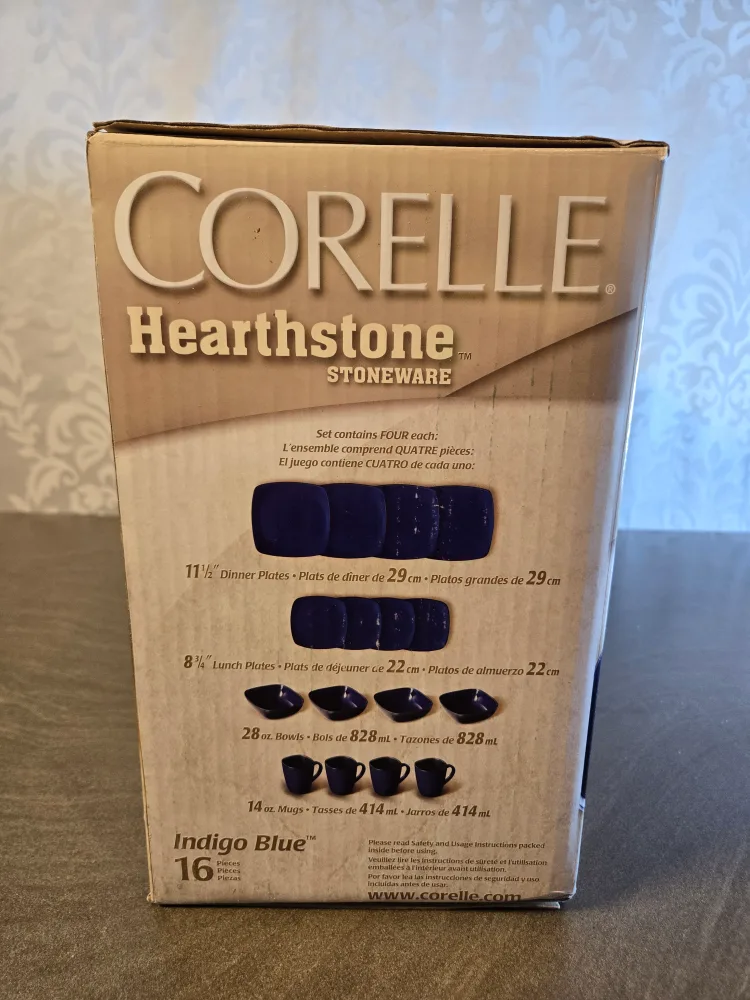 Corelle Hearthstone Stoneware 16-Piece Indigo Blue image indicator(2)
