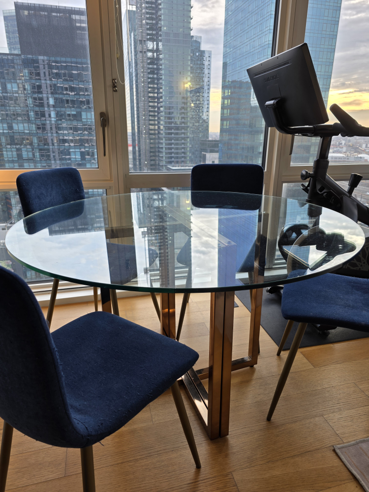 CB2 Silverado 47" Round Brass Dining Table