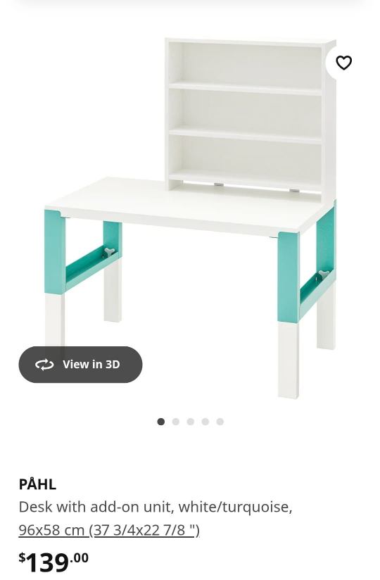 PAHL Desk with Add-on Unit - White/Turquoise - photo 2