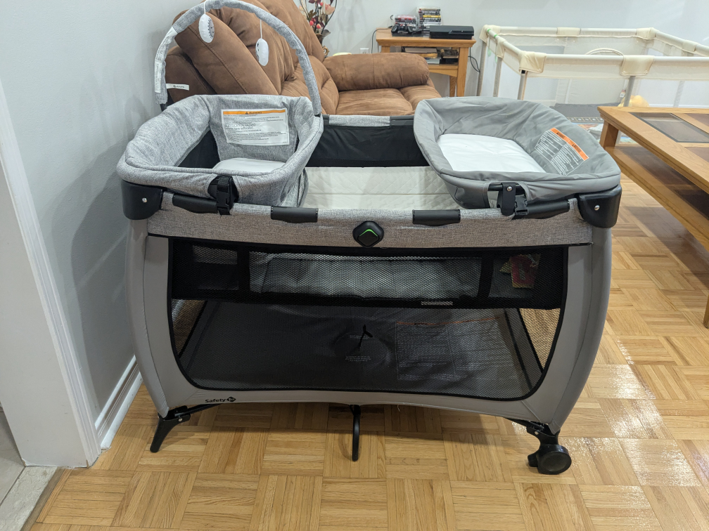 crib, bassinet, change table, playpen