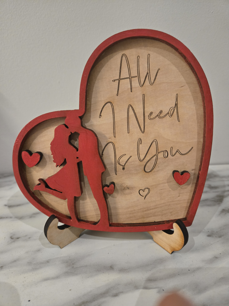 Heart-shaped wooden decor, All I Need Is You