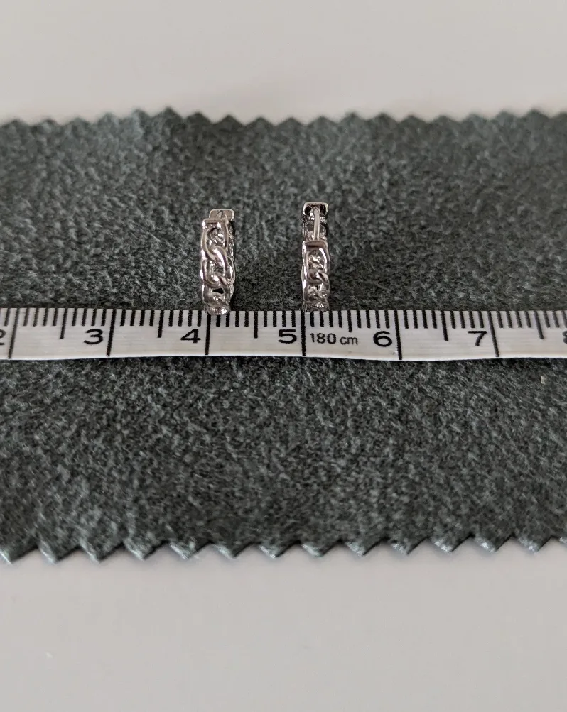 S925 Sterling Silver Chain Hoop Earrings image indicator(3)