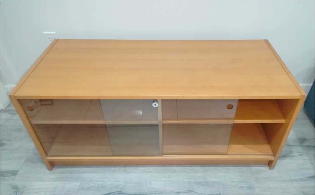 Wooden TV Stand with Sliding Glass Doors - photo 2