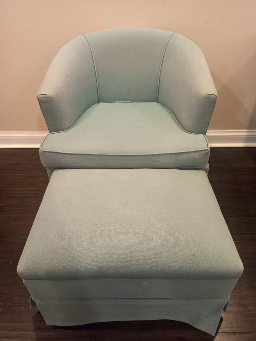 Light Blue Chair and Ottoman Set