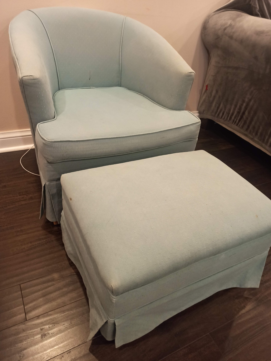 Light Blue Chair and Ottoman Set - photo 2
