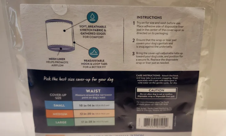 Top Paw Washable Male Wrap Cover-Up - Medium image indicator(3)