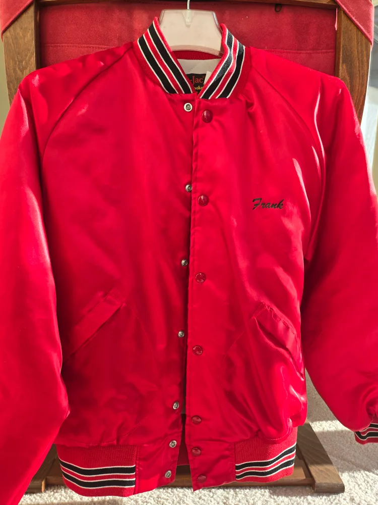 Vintage Red Satin Jacket with "Frank" Embroidery image indicator(4)