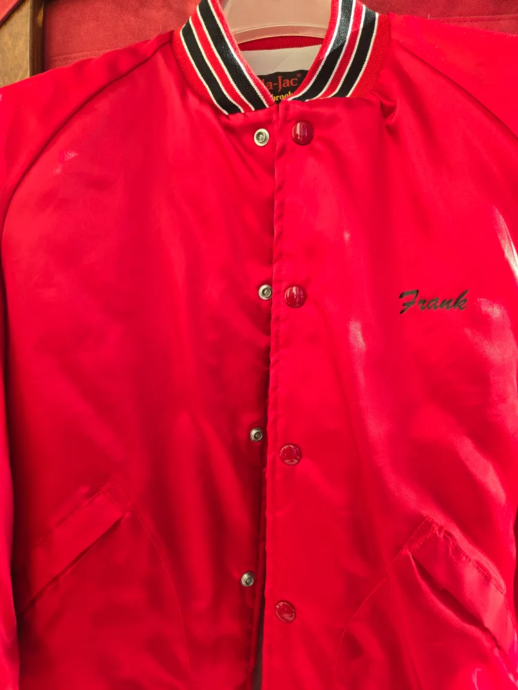 Vintage Red Satin Jacket with "Frank" Embroidery image indicator(5)