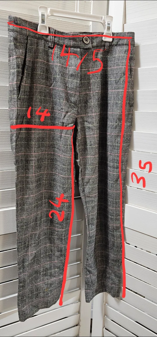 Conoseri Women's Size 36 Grey wool Plaid Pants image indicator(3)