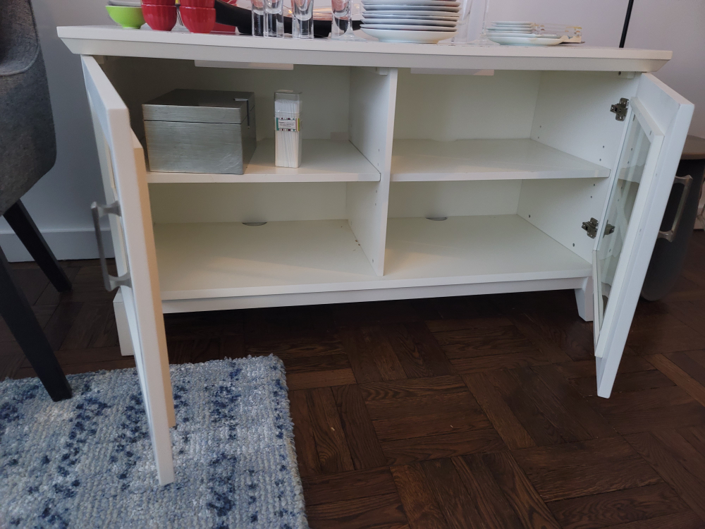 White Wooden Cabinet with Glass Doors - photo 2