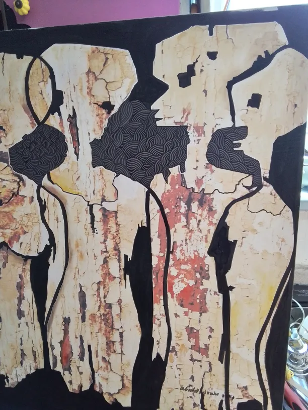 Original Abstract Canvas Painting - Aliens image indicator(4)