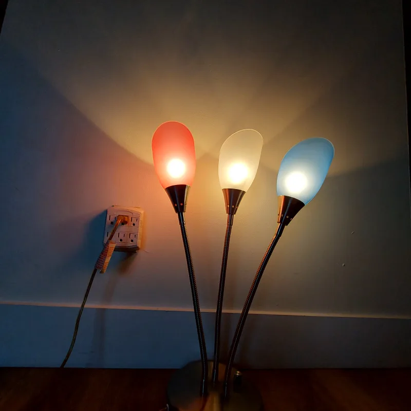Triple Gooseneck Desk Lamp with Coloured Shades image indicator(3)