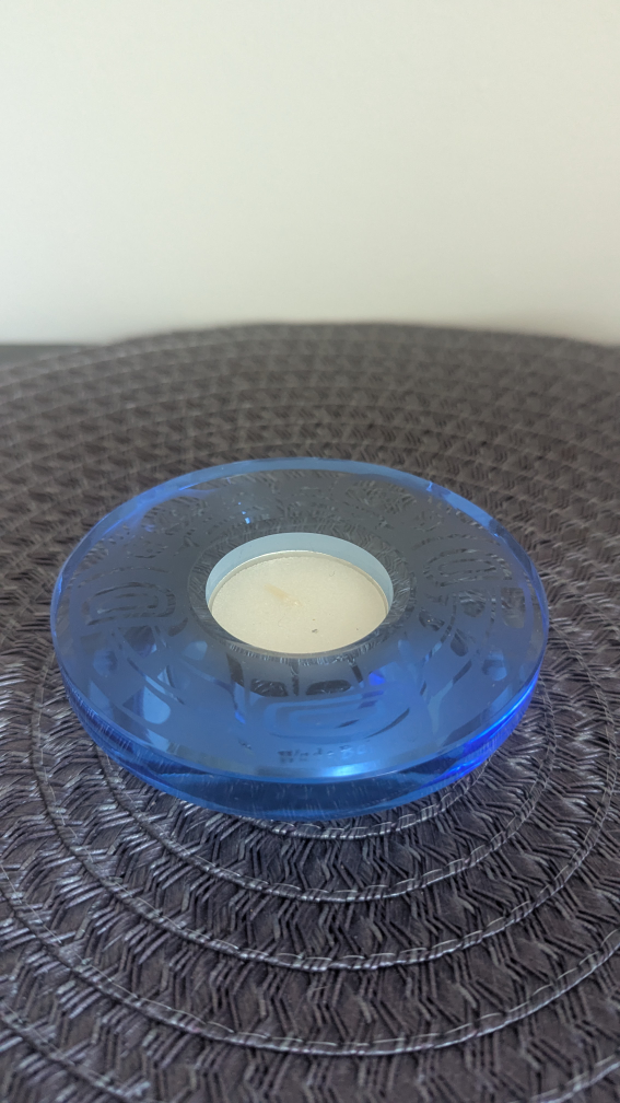 Wade Baker Blue Glass Candle Holder