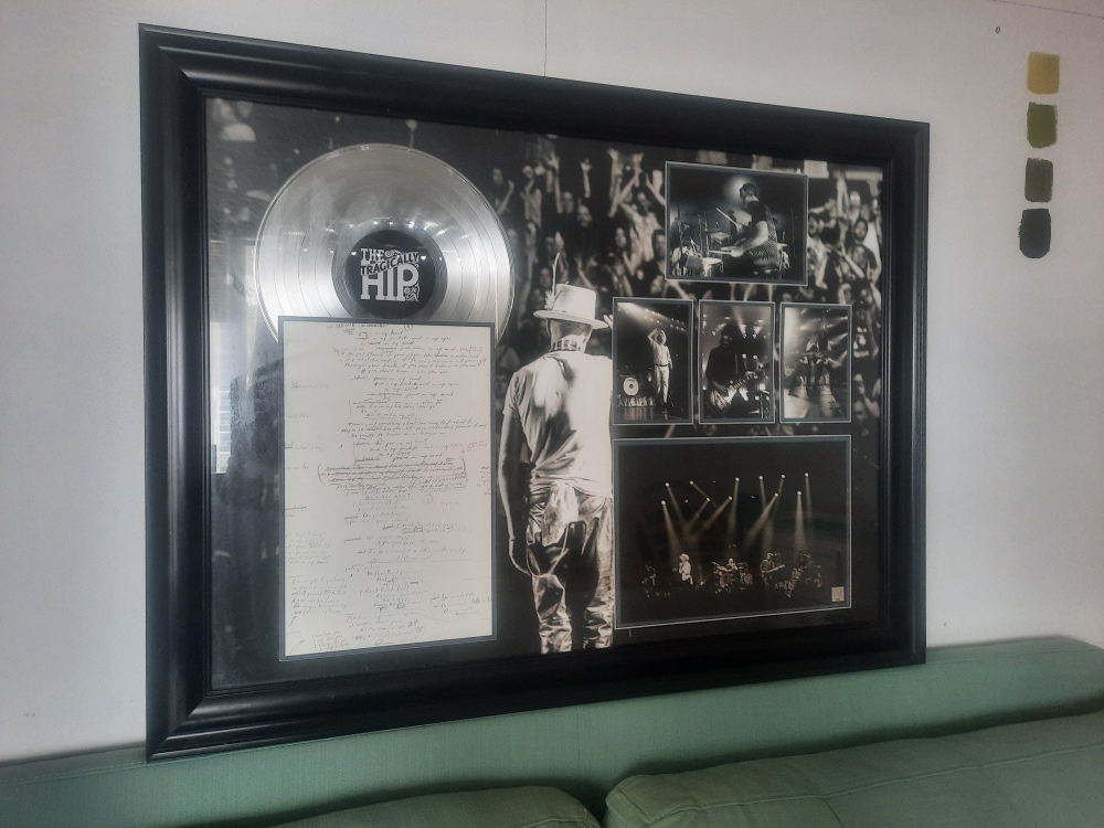 Tragically Hip Record & Handwritten Lyrics Framed Collectible - photo 2