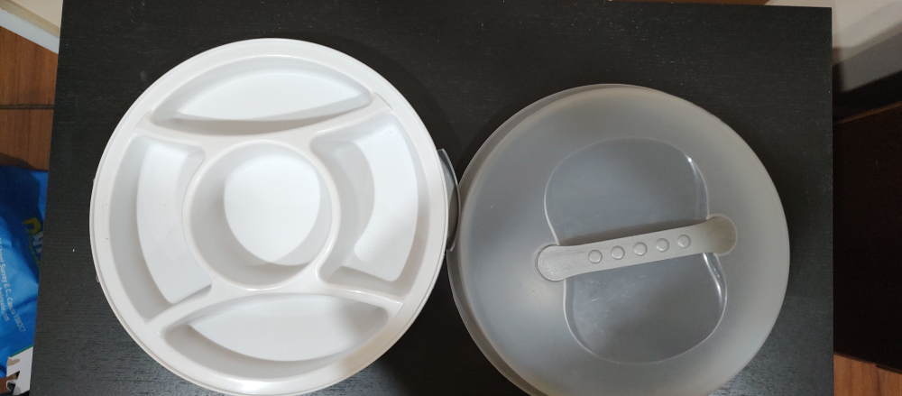 White Plastic Divided Serving Tray with Lid - photo 3