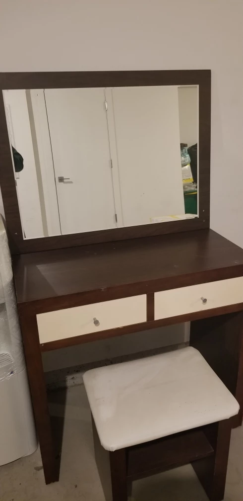 Vanity Set with Mirror and Stool