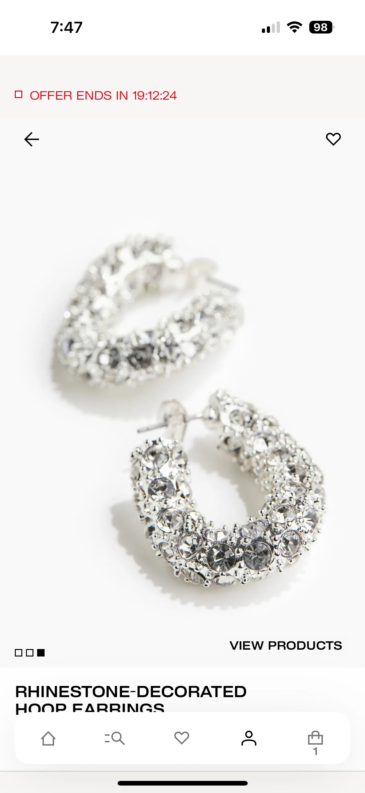Rhinestone hoop earrings image indicator(2)