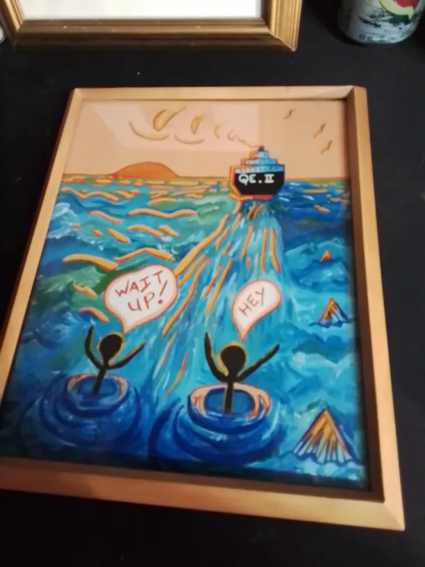 Framed Ocean Scene Original Painting - QE II Signed image indicator(3)