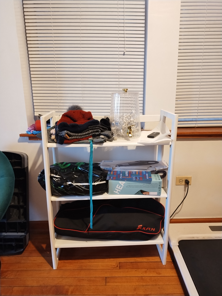 White 3-Tier Shelf with Various Items