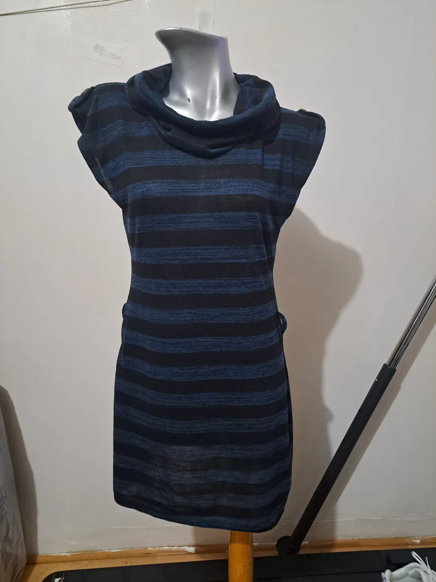 Striped Cowl Neck Mini Dress thumbnail