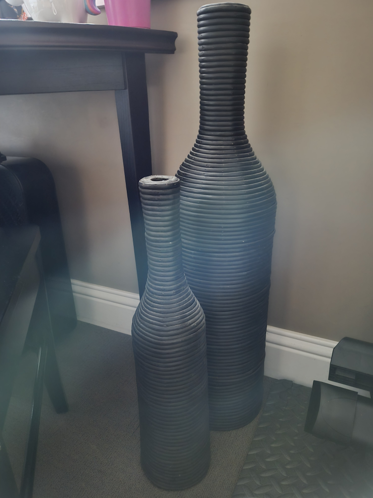 Set of 2 Black Decorative Vases