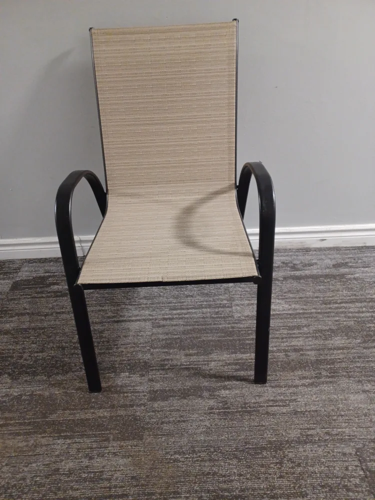 Beige Sling Patio Chair with Black Frame image indicator(4)