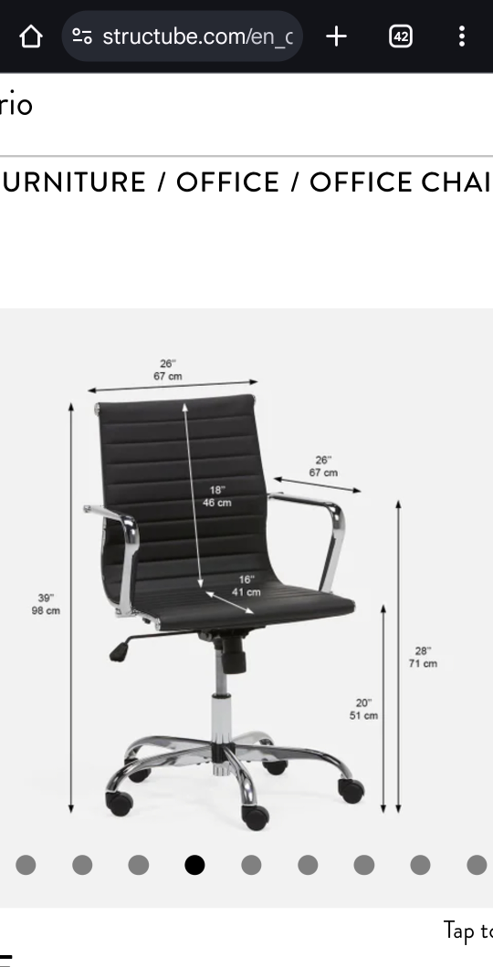 Structube Black Office Chair with Chrome Arms
