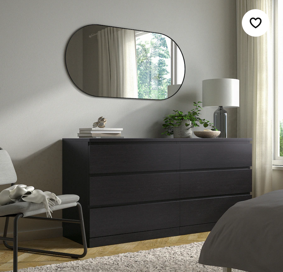 IKEA MALM 6-Drawer Dresser - Black-Brown