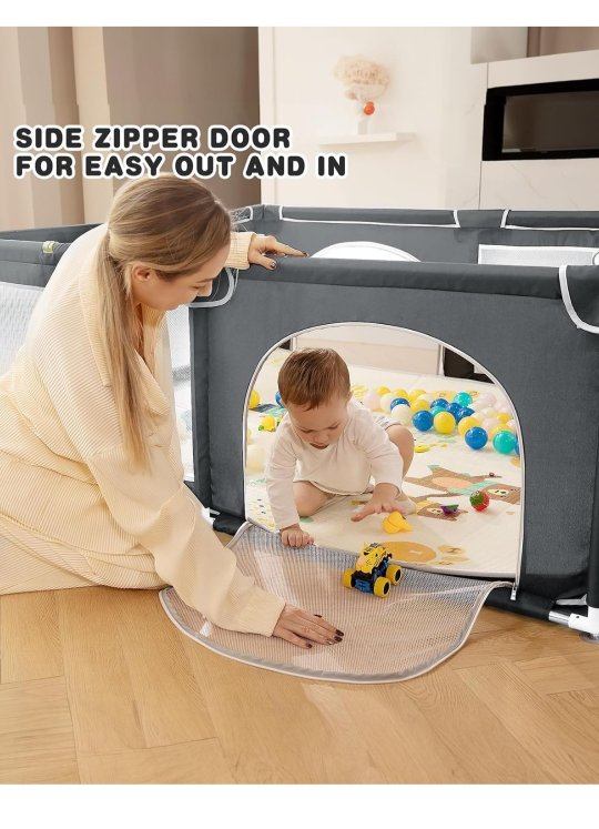 Baby Playpen, Portable Play Yard with Zipper Door & Storage Bag - photo 3
