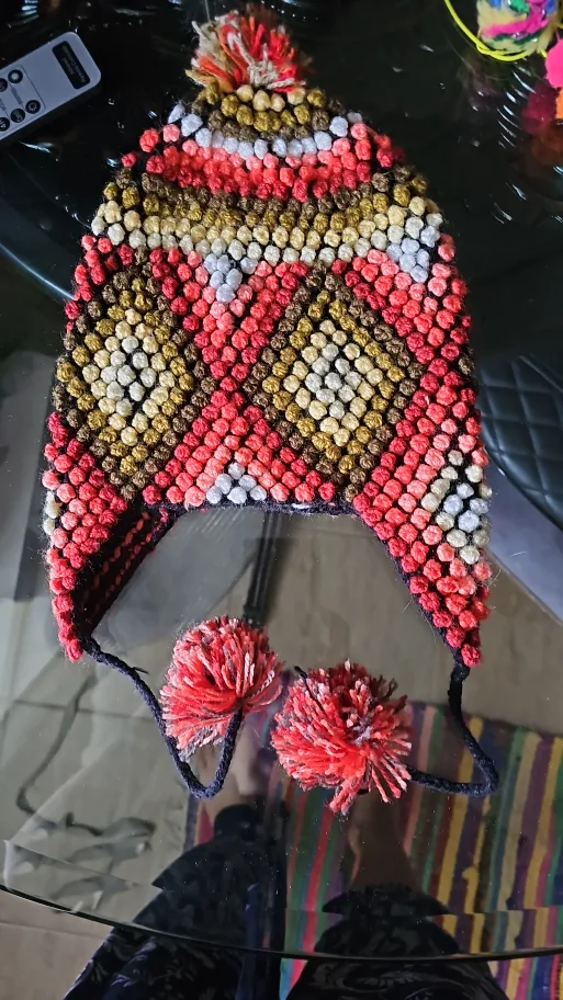 Handmade Knitted Winter Hat with Pom-poms thumbnail