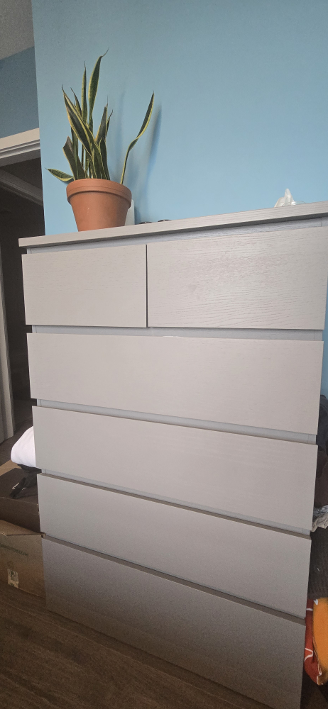 IKEA MALM 6-Drawer Chest - Light Grey
