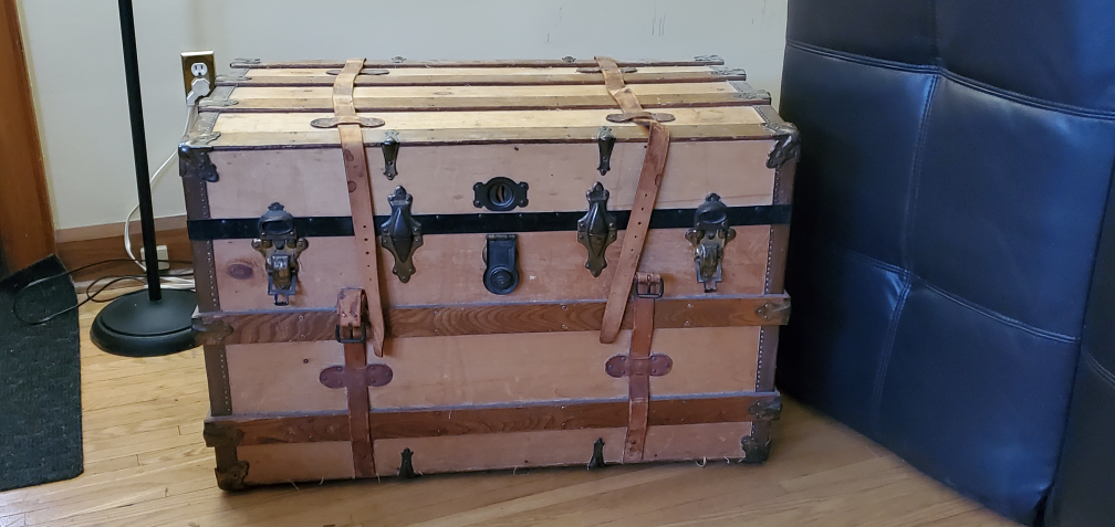 Vintage Wooden Trunk with Leather Straps - photo 2