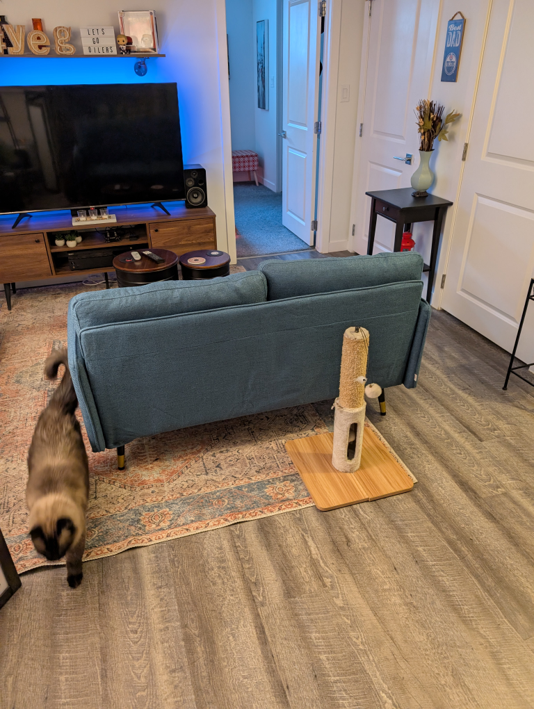 Mid-Century Modern Teal Sofa