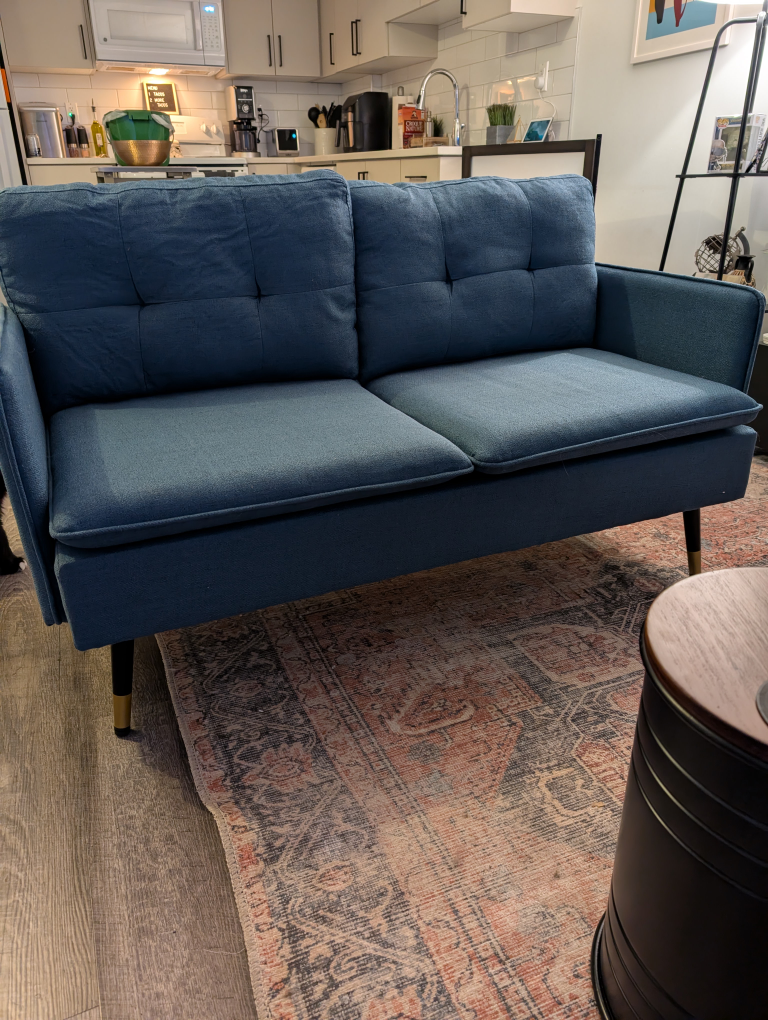 Mid-Century Modern Teal Sofa - photo 2